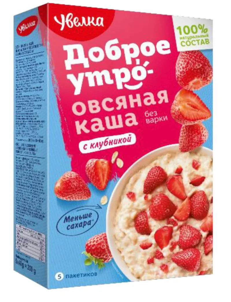Овсяная каша без варки Увелка с клубникой