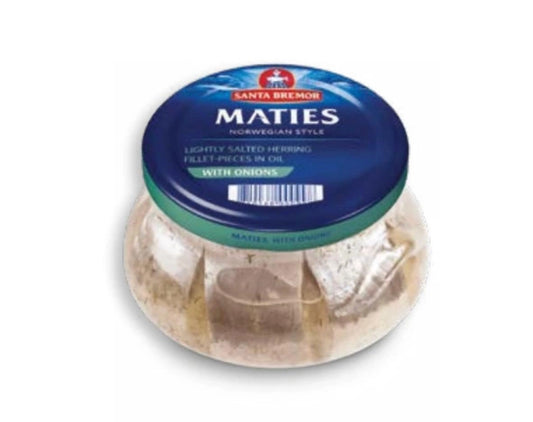 Кусочки слабосоленой сельди в масле с луком MATIES
